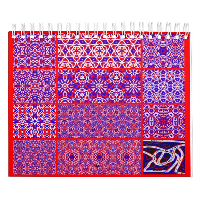 Calendrier Mural Rouge, blanc et bleu (Protection)