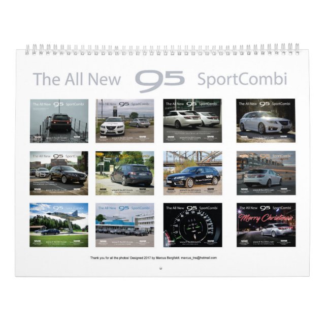 Calendrier Mural Saab 9-5 NG Sportcombi Calendar 2018 (Dos)