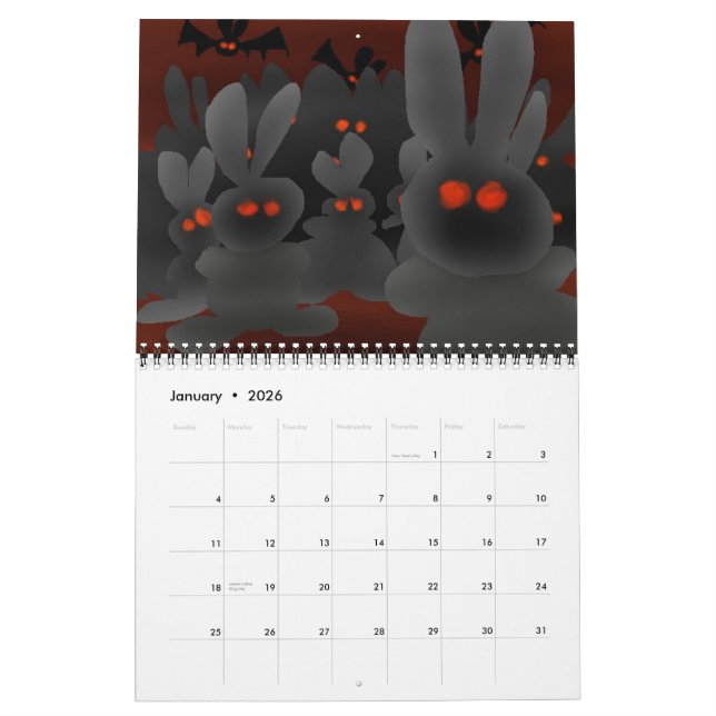 Calendrier Mural Saisons avec les lapins Vampire de Mars! (Jan 2026)