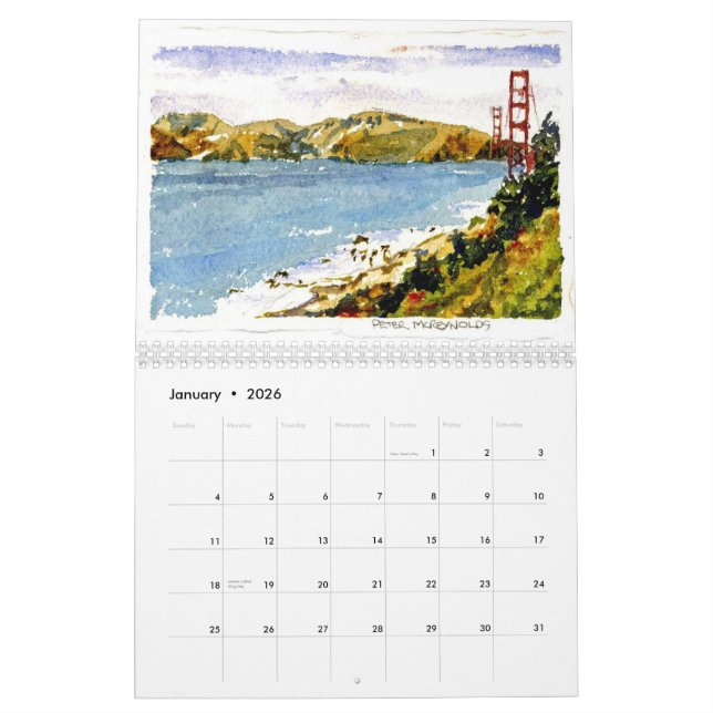 Calendrier Mural San Francisco et la porte (Jan 2026)