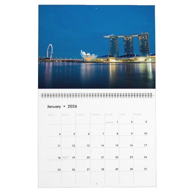 Calendrier Mural Singapour par nuit (Jan 2026)