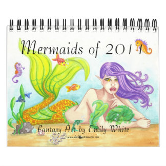 Calendrier Mural Sirènes de 2011 imaginaire illustrant le calendrie