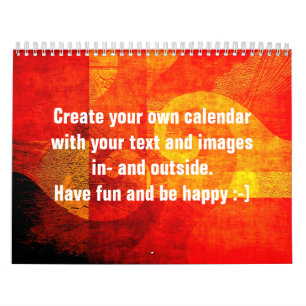 Calendrier Mural Spirales Arrière - plans anciennes orange + votre 