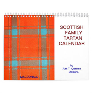 CALENDRIER MURAL TARTAN ÉCOSSAIS VINTAGE CALANDAR DE FAMILLE