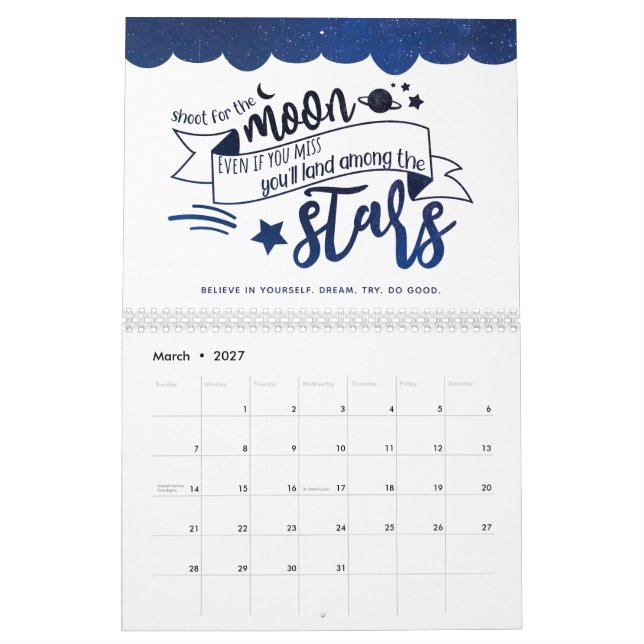 Calendrier Mural Tir pour la lune (Mar 2027)