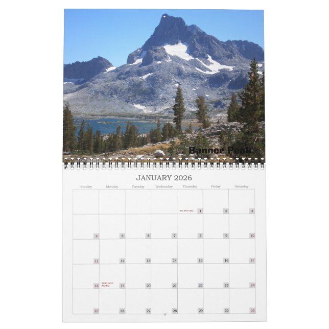 Calendrier Mural Traînée de John Muir - customisée (Jan 2026)