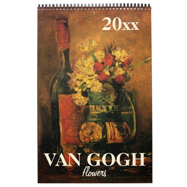Calendrier Mural Van Gogh Fleurs avec des pavots, Irises, Tournesol (Protection)