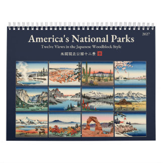 Calendrier National Parks 2027 Japanese Woodblock Print Art