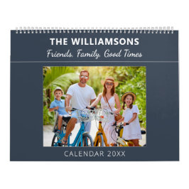 Calendrier Navy Blue Family and Friends Custom Photo Collage
