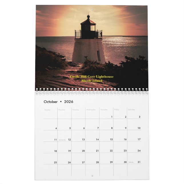 Calendrier New England Lighthouse (Oct 2026)