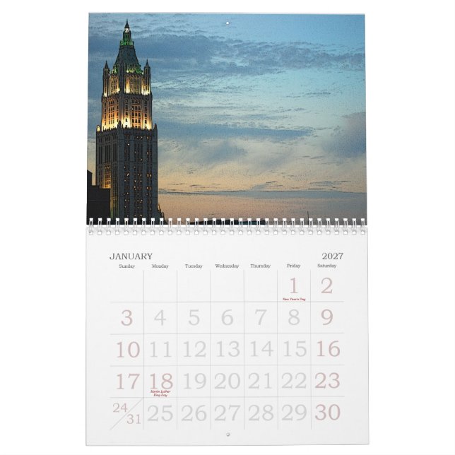 Calendrier New York City (Jan 2027)