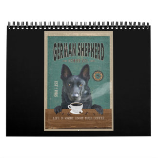 Calendrier Noir Allemand Berger Amateur de café de chien