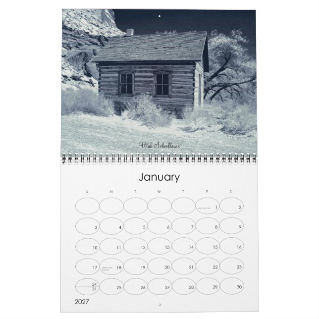 Calendrier noir, blanc, infrarouge (Jan 2027)