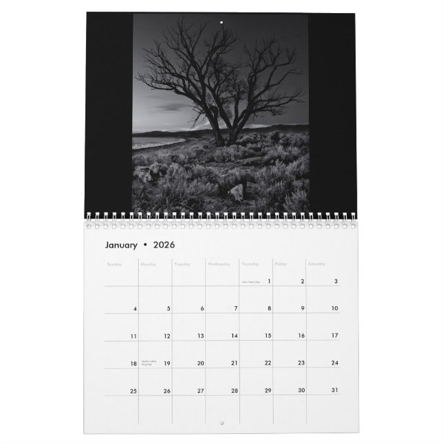 Calendrier Noir et blanc classique (Jan 2026)