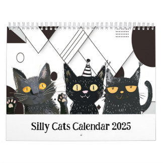 Calendrier noir et blanc de chat idiot