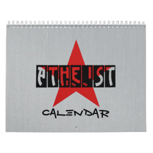 Calendrier noir, gris et rouge athée