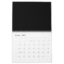 Calendrier noir minimaliste de luxe pour espaces m