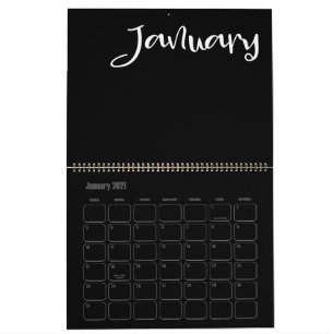 Calendrier Noir moderne et blanc rempli