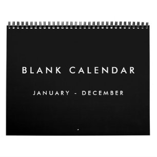 Calendrier noir vierge avec vacances 12 mois