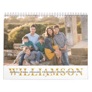 Calendrier Nom de famille simple Portrait personnalisé