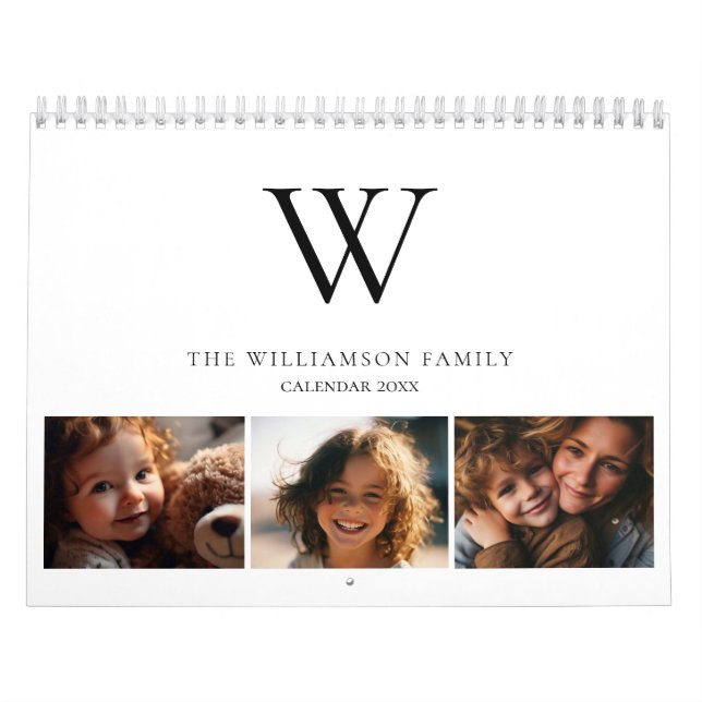 Calendrier Nom du monogramme de famille Photo (Protection)