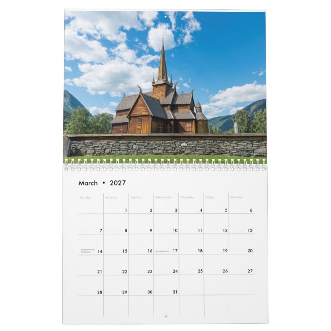 Calendrier Norvège (Mar 2027)