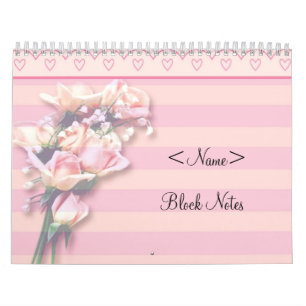 Calendrier Notes de bloc Roses roses roses