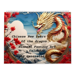 Calendrier Nouvel An chinois Dragon Surreal Imaginaire Art