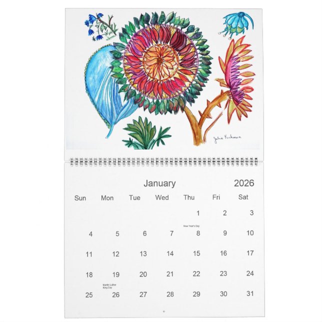 Calendrier Nouvelle peinture orange et violette (Jan 2026)
