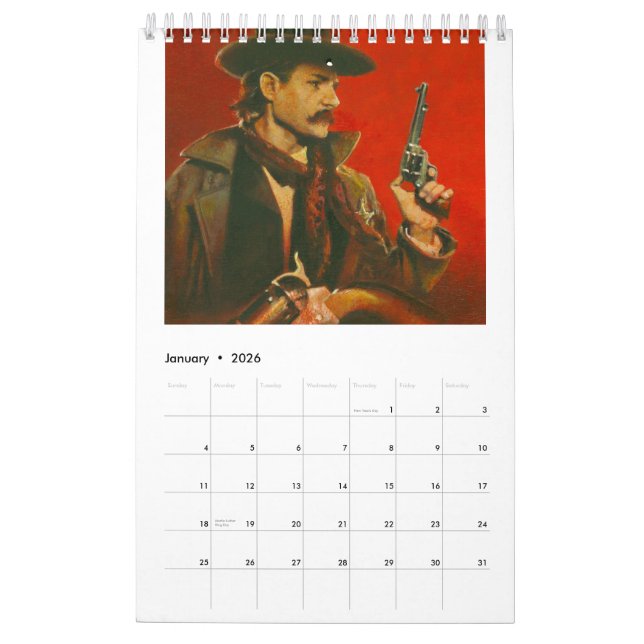 Calendrier occidental sauvage d'art de couverture (Jan 2026)