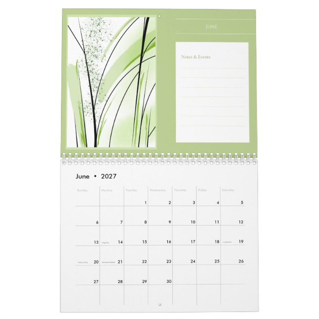 Calendrier Oeuvre de planification de Notes d'art Abstrait mo (Jun 2027)