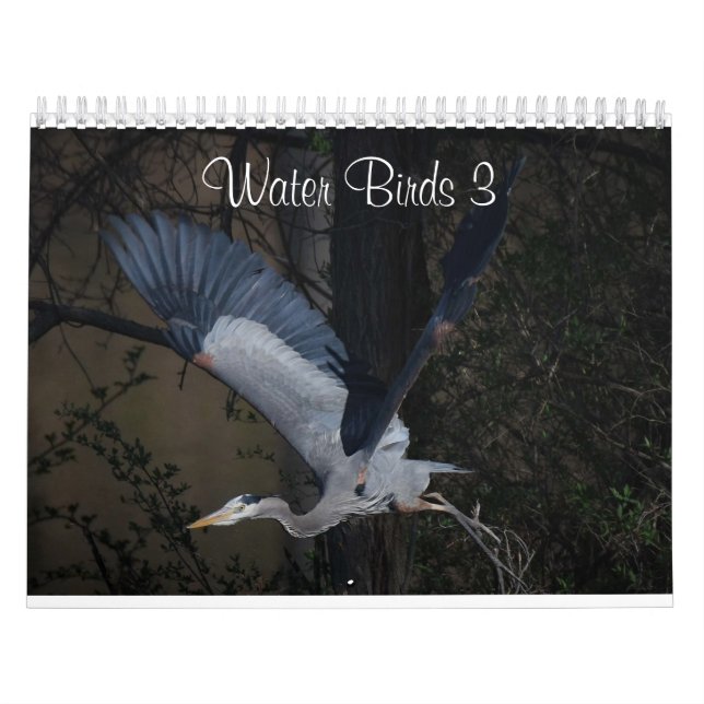 Calendrier Oiseaux d'eau 3 Page MoyenCalendrier, blanc (Protection)