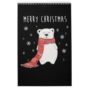 Calendrier Ours polaire mignon Joyeux Noël Noël