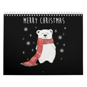 Calendrier Ours polaire mignon Joyeux Noël Noël Noël Noël