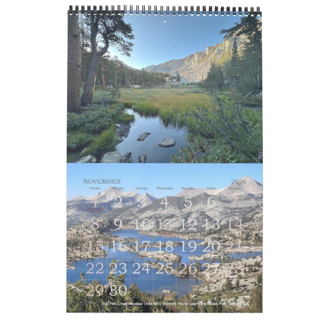 Calendrier Pacific Crest Trail et Mt Whitney Calendar (Nov 2026)