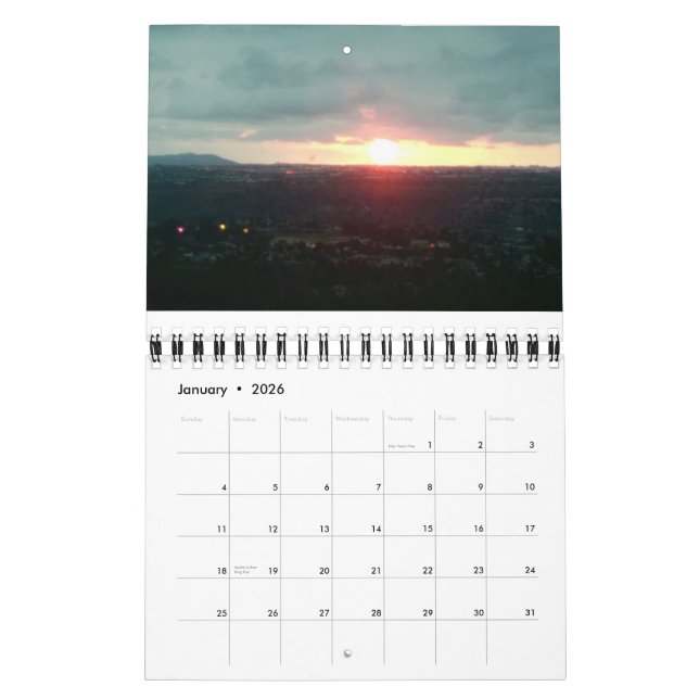 Calendrier parfait de couchers du soleil de San (Jan 2026)