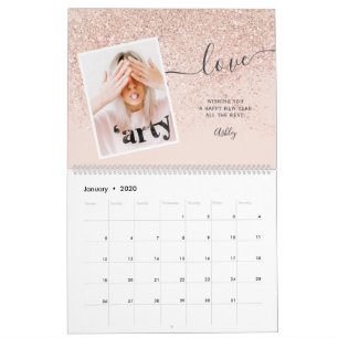Calendrier parties scintillant holographique moderne marbre 1