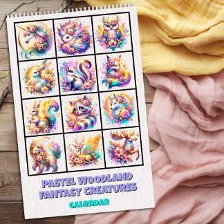 Calendrier Pastel Woodland Fantasy Creatures Calendar