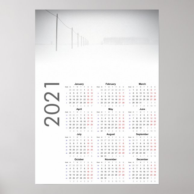 Calendrier Paysage enneigé 2021 Affiche (Devant)