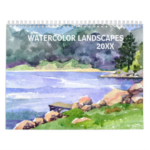 Calendrier Paysages d'aquarelle n'importe quelle année Lac Se