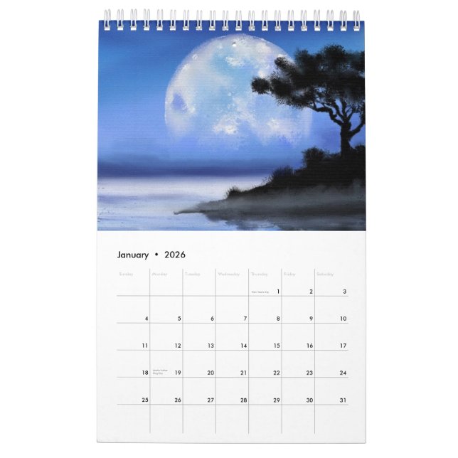 Calendrier Paysages magnifiques - Aquarelle Peinture Art (Jan 2026)