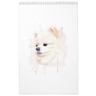 Calendrier Peinture aquarelle de chien Poméranie Mignon