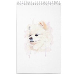 Calendrier Peinture aquarelle de chien Poméranie Mignon