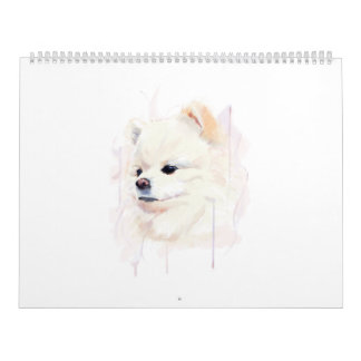 Calendrier Peinture aquarelle de chien Poméranie Mignon