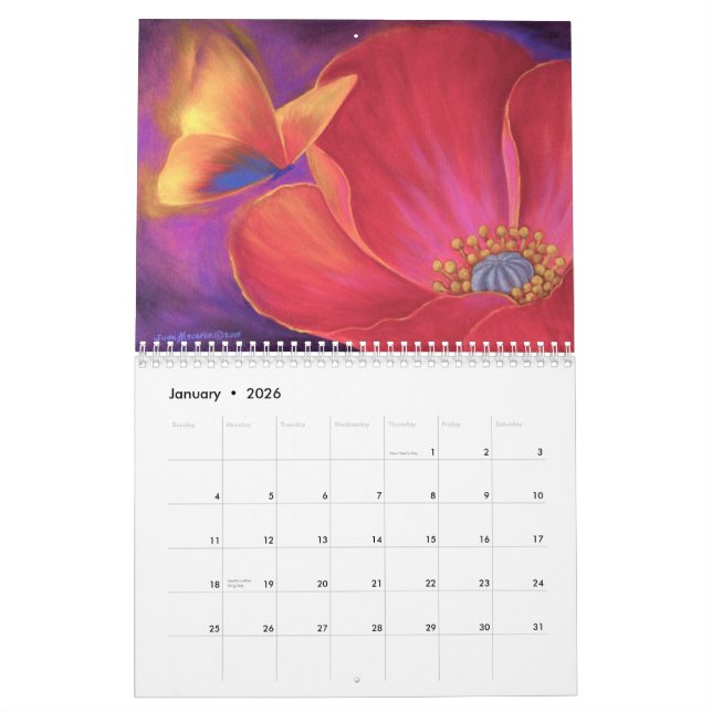 Calendrier Peinture de papillon et de fleur de 2012 (Jan 2026)