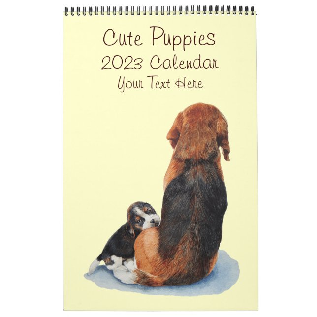Calendrier peintures originales de chiens de chiot mignons 20 (Protection)