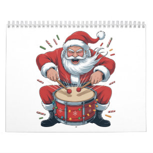 Calendrier Père Noël jouant de la batterie Noël batteur Xmas
