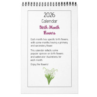 Calendrier Personalized Floral Illustrations Calendar