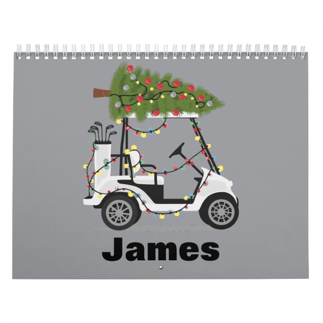 Calendrier Personalized Name Golfer Christmas Golf Cart Xmas  (Protection)