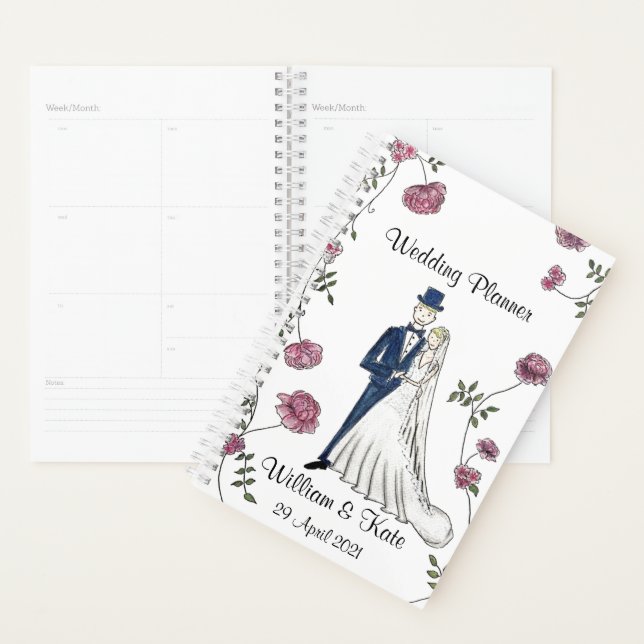 Calendrier personnalisé du Wedding planner de fleu (Devant avec enveloppe)